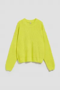 Marisse Lime Round Neck Sweater