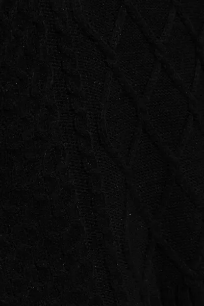 Marisse Black Long Sleeve Sweater With Decorative Weave