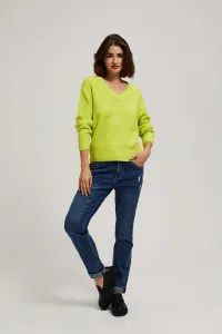 Marisse Lime V-Neck Sweater