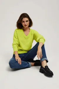 Marisse Lime V-Neck Sweater
