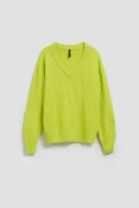 Marisse Lime V-Neck Sweater