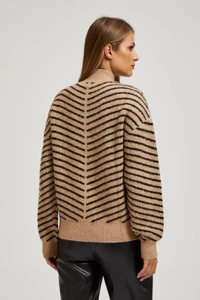 Marisse Beige And Black Striped Sweater