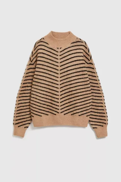Marisse Beige And Black Striped Sweater