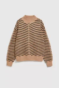 Marisse Beige And Black Striped Sweater
