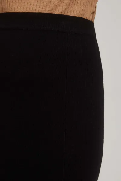 Marisse Black Midi Pencil Skirt With Slit