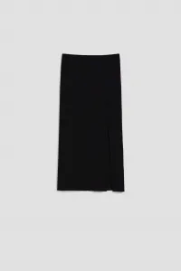 Marisse Black Midi Pencil Skirt With Slit