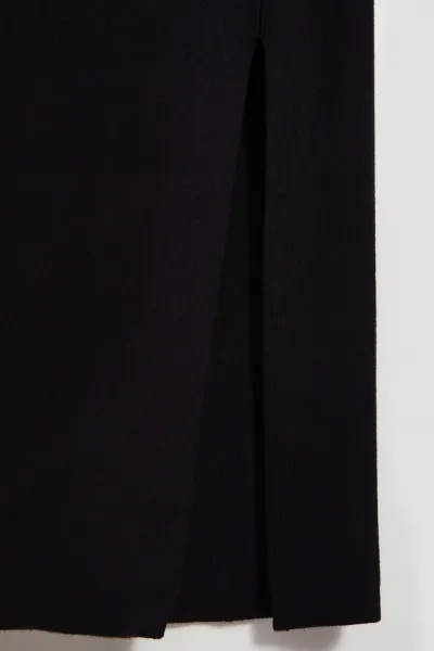 Marisse Black Midi Pencil Skirt With Slit