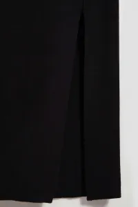 Marisse Black Midi Pencil Skirt With Slit