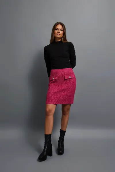 Marisse Pink Tweed Skirt
