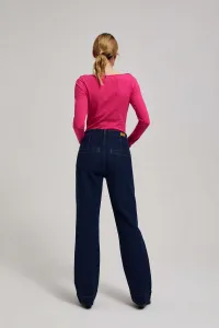 Marisse Mid-Rise Wide-Leg Jeans In Navy Blue
