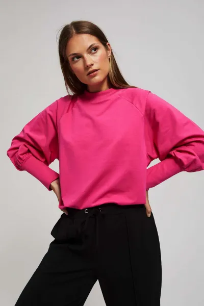 Marisse Fuchsia Puff Sleeve Sweatshirt