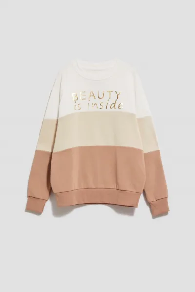 Marisse Dark Beige Printed Sweatshirt