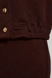 Marisse Brown Blouse With Decorative Buttons