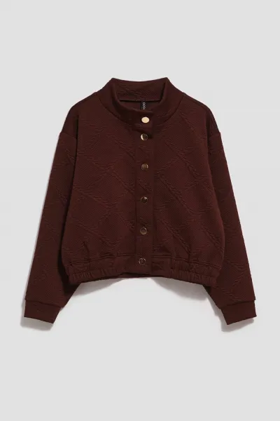 Marisse Brown Blouse With Decorative Buttons
