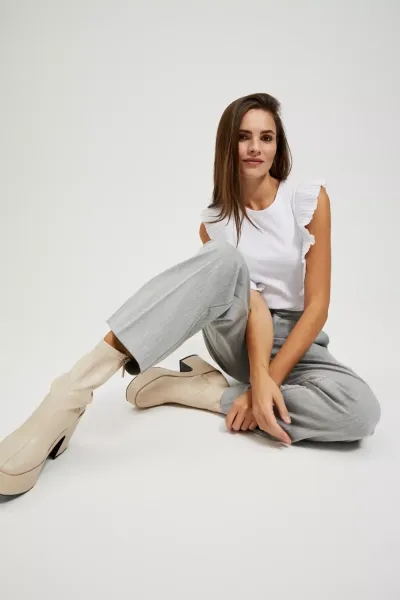 Marisse Gray Straight-Leg Suit Trousers With Pockets