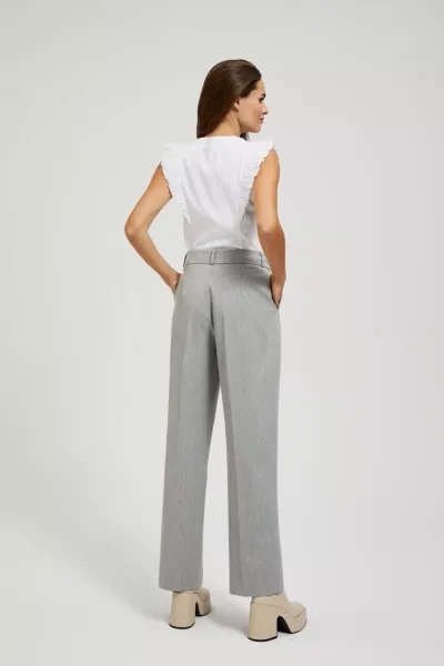 Marisse Gray Straight-Leg Suit Trousers With Pockets