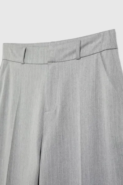 Marisse Gray Straight-Leg Suit Trousers With Pockets