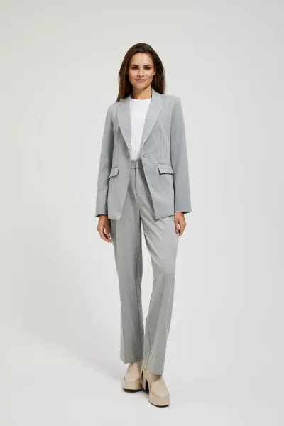 Marisse Single-Breasted Jacket With Delicate Gray Stripes