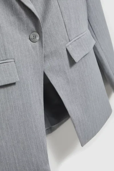 Marisse Single-Breasted Jacket With Delicate Gray Stripes