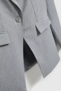 Marisse Single-Breasted Jacket With Delicate Gray Stripes