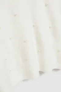 Marisse Pearl Beaded V-Neck Sweater