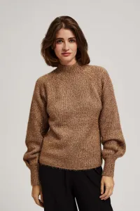 Marisse Turtleneck Sweater Decorated With Metallic Thread, Beige