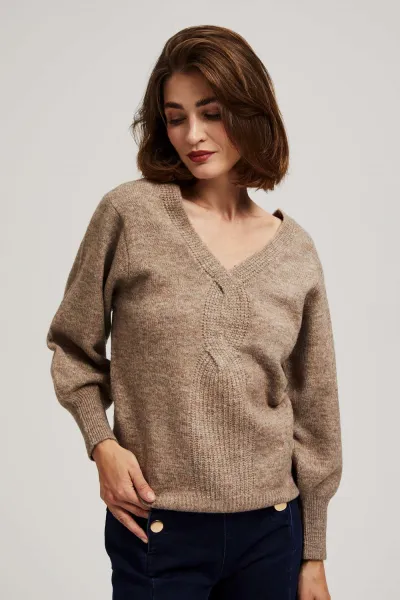 Marisse Dark Beige V-Neck Sweater