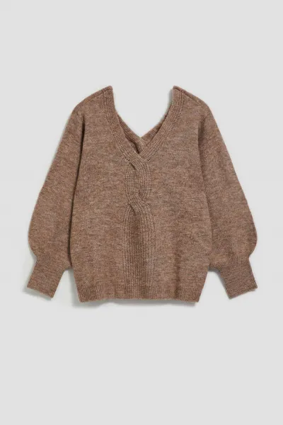 Marisse Dark Beige V-Neck Sweater