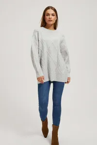 Marisse Light Gray Decorative Knit Sweater