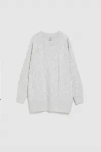 Marisse Light Gray Decorative Knit Sweater