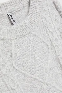 Marisse Light Gray Decorative Knit Sweater