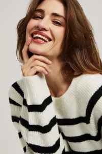 Marisse Pearl Black Striped Crew Neck Sweater