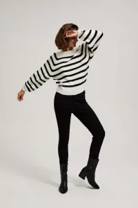 Marisse Pearl Black Striped Crew Neck Sweater