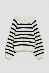 Marisse Pearl Black Striped Crew Neck Sweater