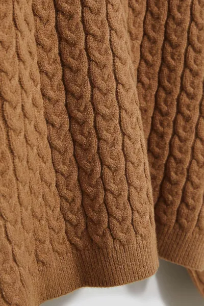 Marisse Dark Beige Turtleneck Sweater With Puffed Sleeves