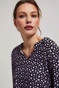 Marisse Patterned V-Neck Blouse In Lavender