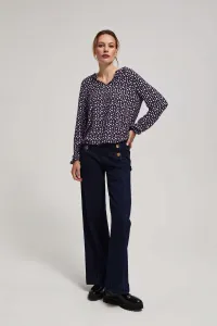 Marisse Patterned V-Neck Blouse In Lavender