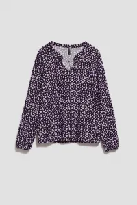 Marisse Patterned V-Neck Blouse In Lavender