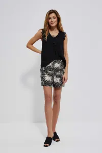 Marisse Tropical Print Shorts L-Sh-3725 Black