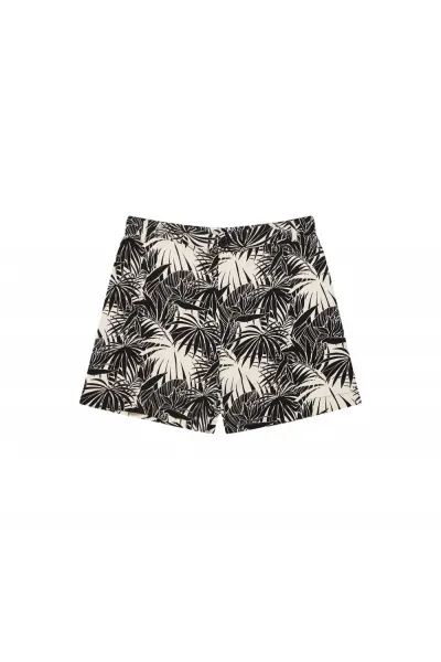 Marisse Tropical Print Shorts L-Sh-3725 Black