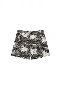 Marisse Tropical Print Shorts L-Sh-3725 Black