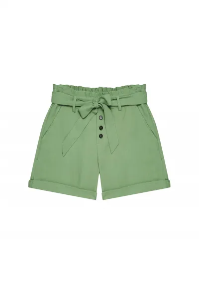 Marisse Plain Shorts With Ties L-Sh-3723 Palm