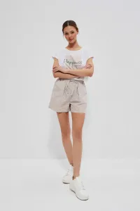 Striped cotton shorts - beige