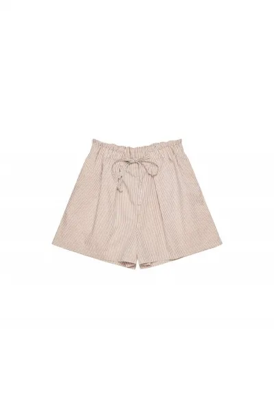 Striped cotton shorts - beige