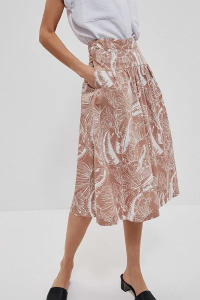 Marisse Patterned Skirt With Pockets L-Sc-3708 Toffee