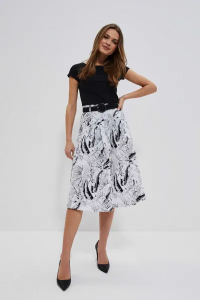 Marisse Patterned Cotton Skirt L-Sc-3709 Black_White