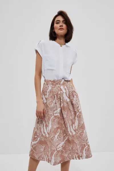 Marisse Patterned Skirt With Pockets L-Sc-3708 Toffee