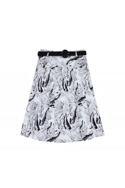 Marisse Patterned Cotton Skirt L-Sc-3709 Black_White
