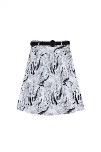 Marisse Patterned Cotton Skirt L-Sc-3709 Black_White