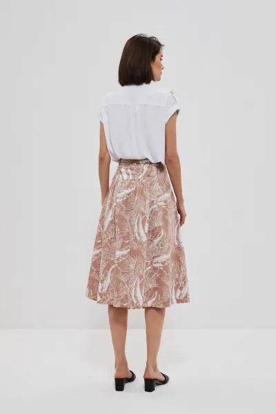 Marisse Patterned Skirt With Pockets L-Sc-3708 Toffee